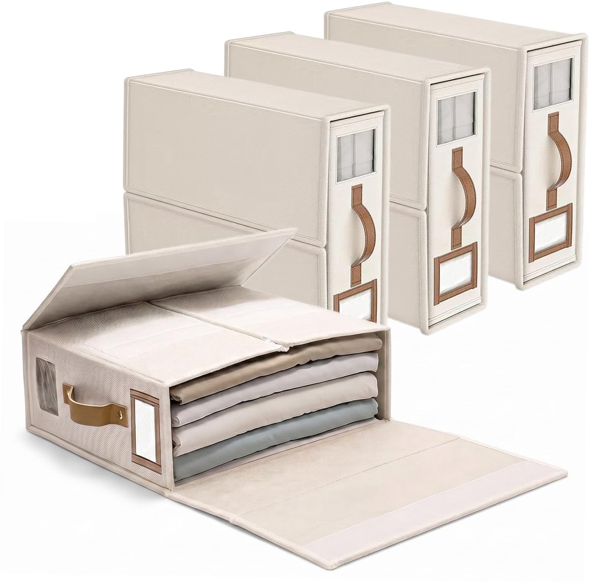 Omgoods - Beddengoed Organizer Set van 3 met Transparant Venster