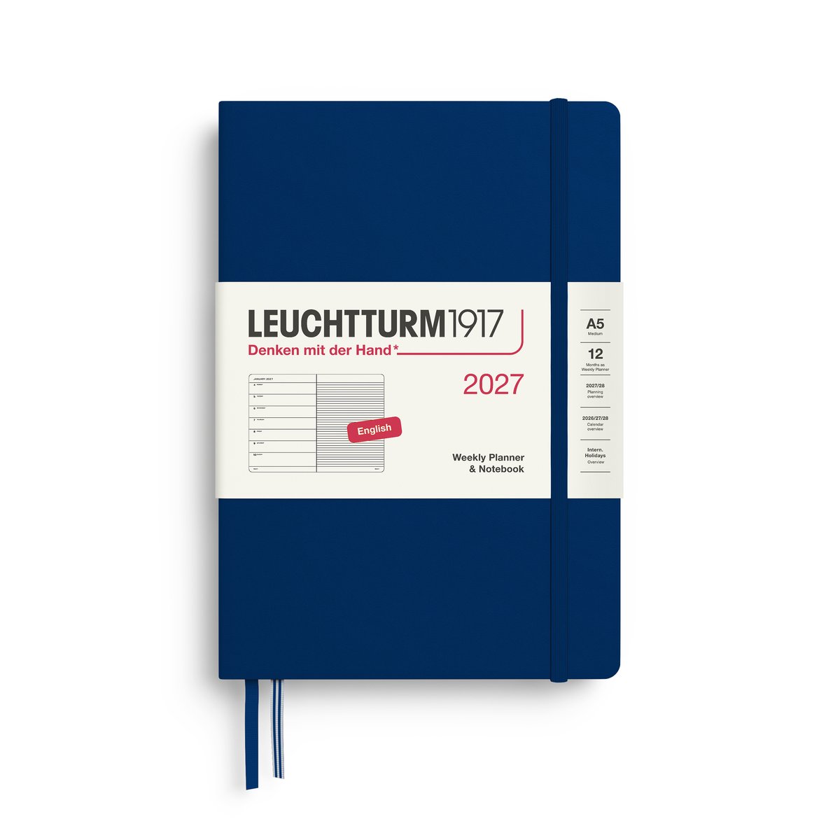 Leuchtturm1917 - 2027 Weekly Planner & Notebook - A5 Medium 15x21cm - navy - hardcover