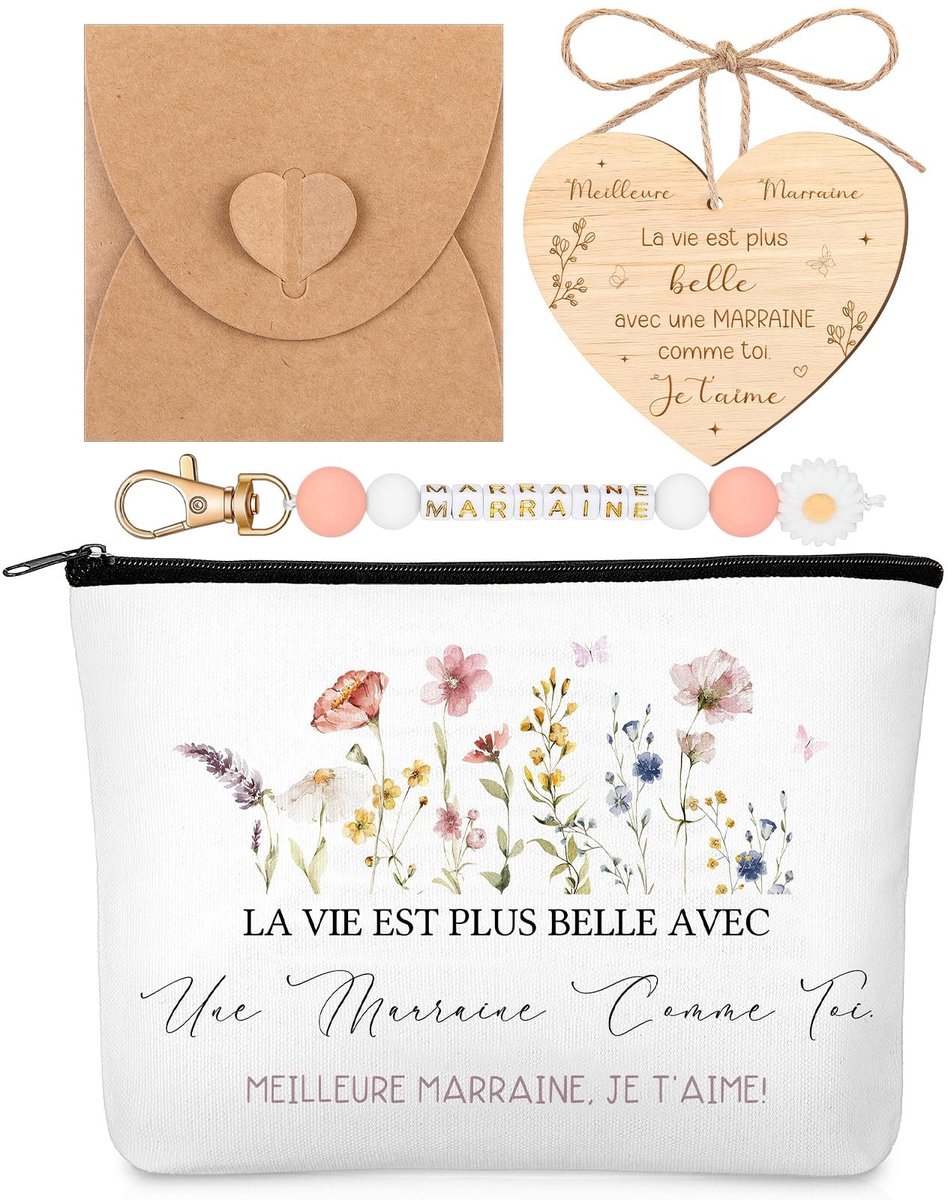 Omgoods - Peettante Cadeau Set - Toilettasje met Sleutelhanger en Houten Label