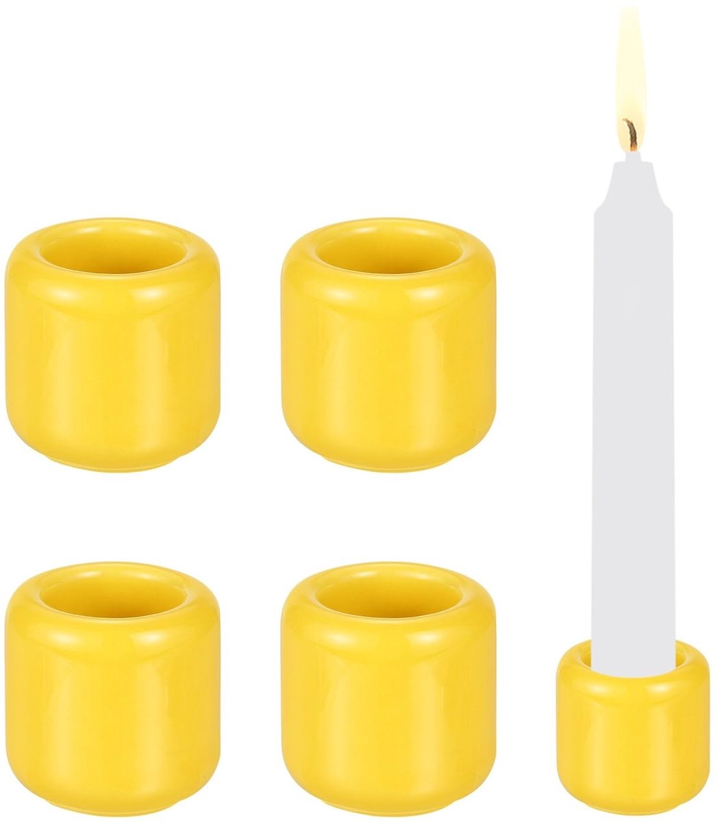 Omgoods - Set van 5 Mini Keramische Kaarsenhouders voor Meditatie en Decoratie