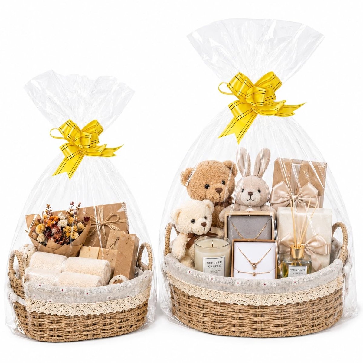 Omgoods - Gevlochten Cadeaumand Set met Zakjes en Linten