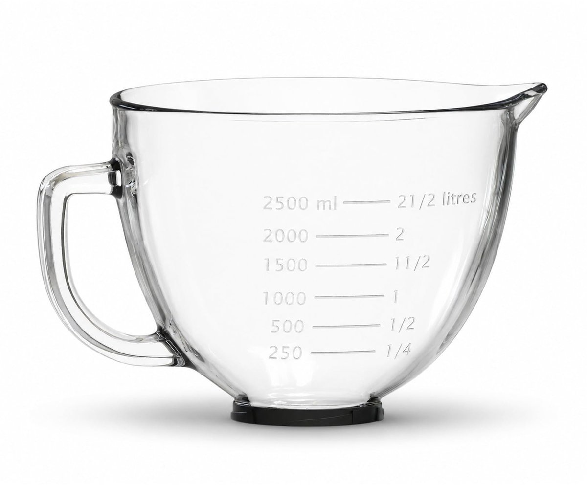 Omgoods - Glazen Mengkom voor Keukenmachines 4.8L met Handvat en Spout