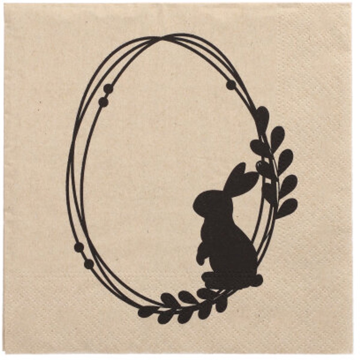 15x 20 Servetten 3-laags 1/4 vouw 33 cm x 33 cm natuur Rabbit Wreath gemaakt van gerecycled papier