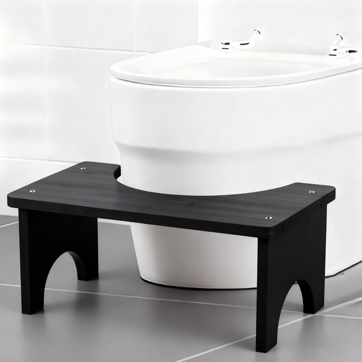 Omgoods - Bamboo Wood Toilet Stool voor Volwassenen en Kinderen - Verbeterde Toiletervaring