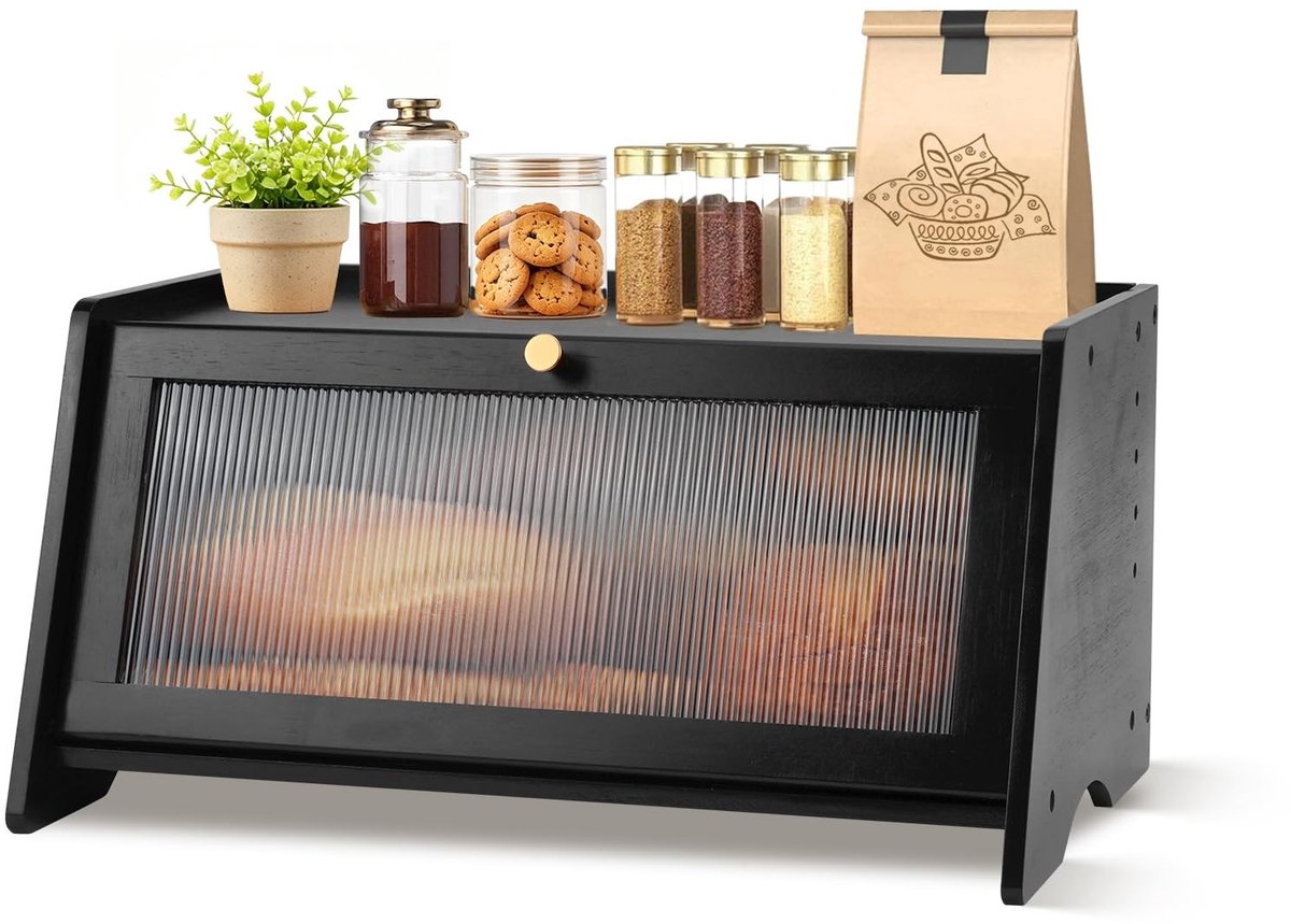 Omgoods - Bamboe Broodtrommel met Vintage Boerderijstijl - Voor Eetkamer en Keuken