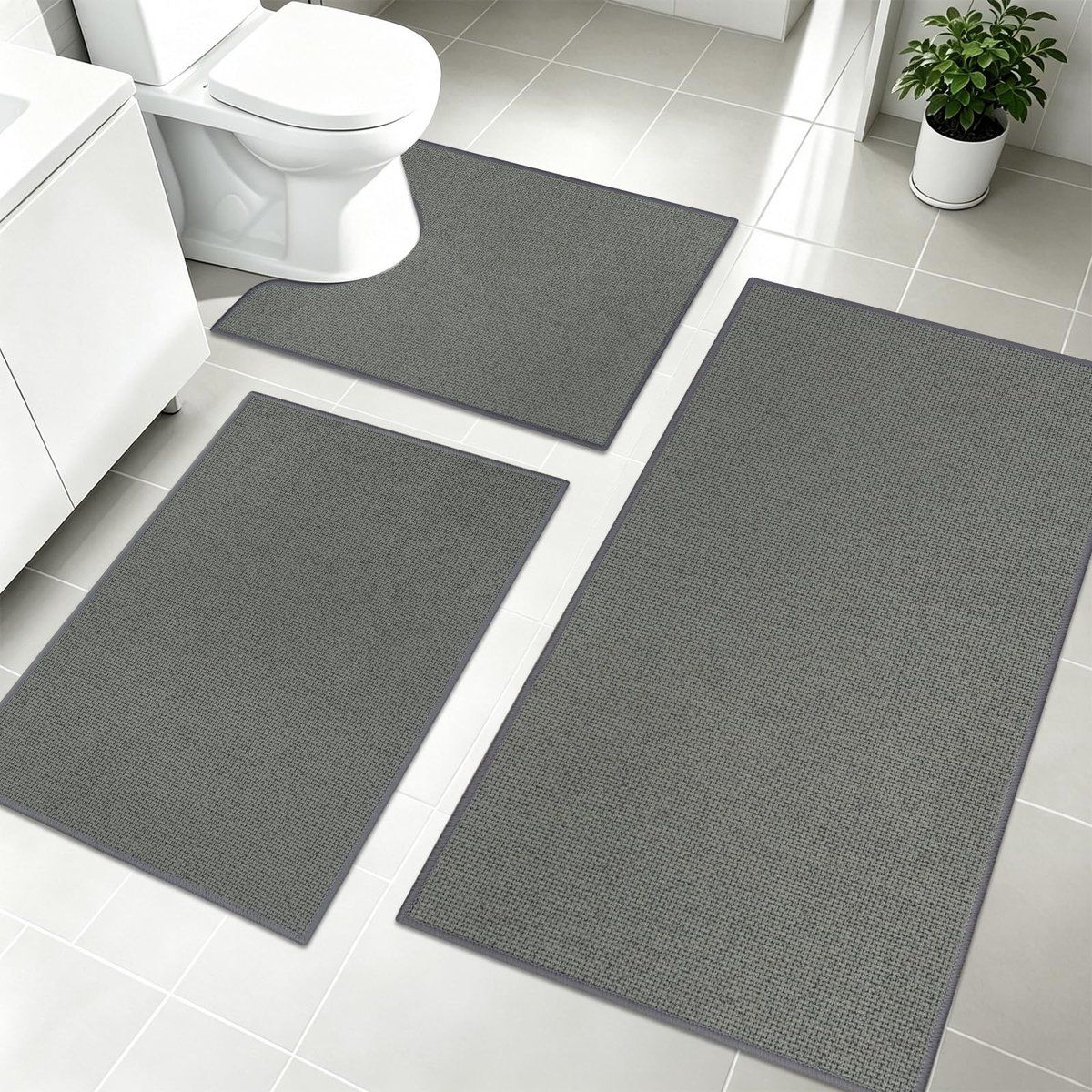 Omgoods - 3-delige Antislip Badmatten Set, Waterabsorberend en Wasbaar