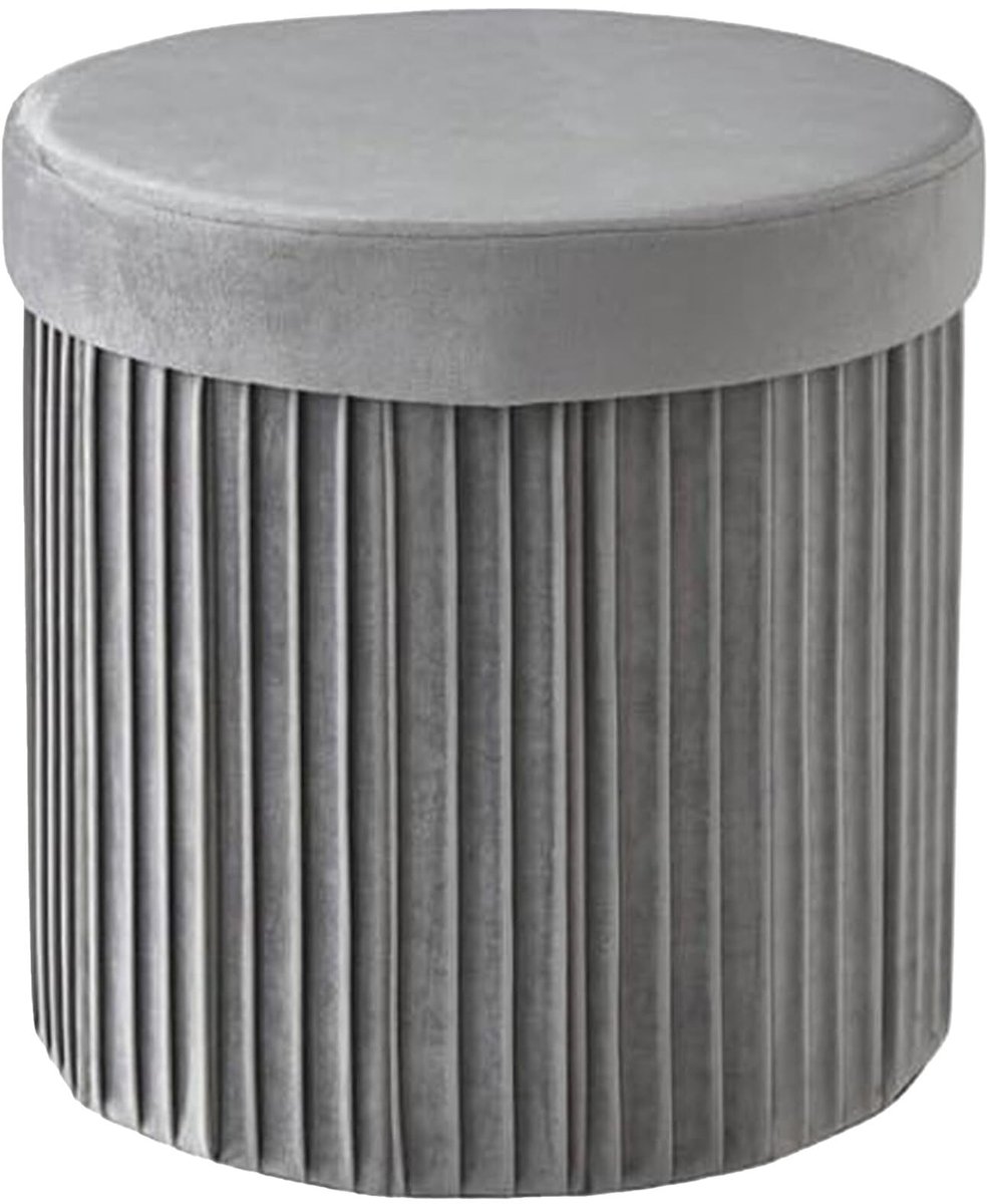 Omgoods - Ronde Opbergpouf met Velours en Opbergruimte 38 cm
