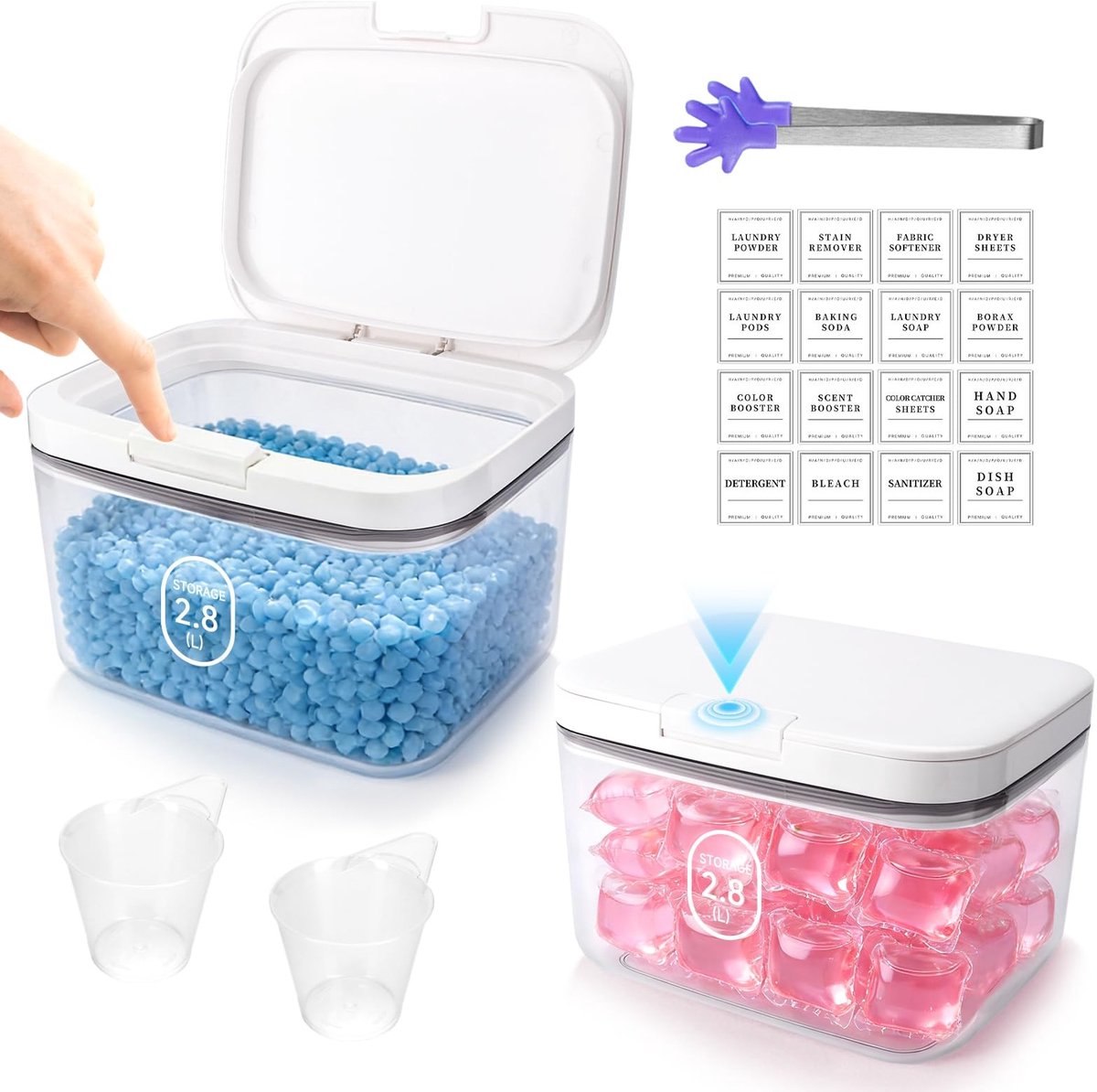 Omgoods - Transparante Opbergdoos voor Wasmiddel met Maatlepels, 2.8 Liter