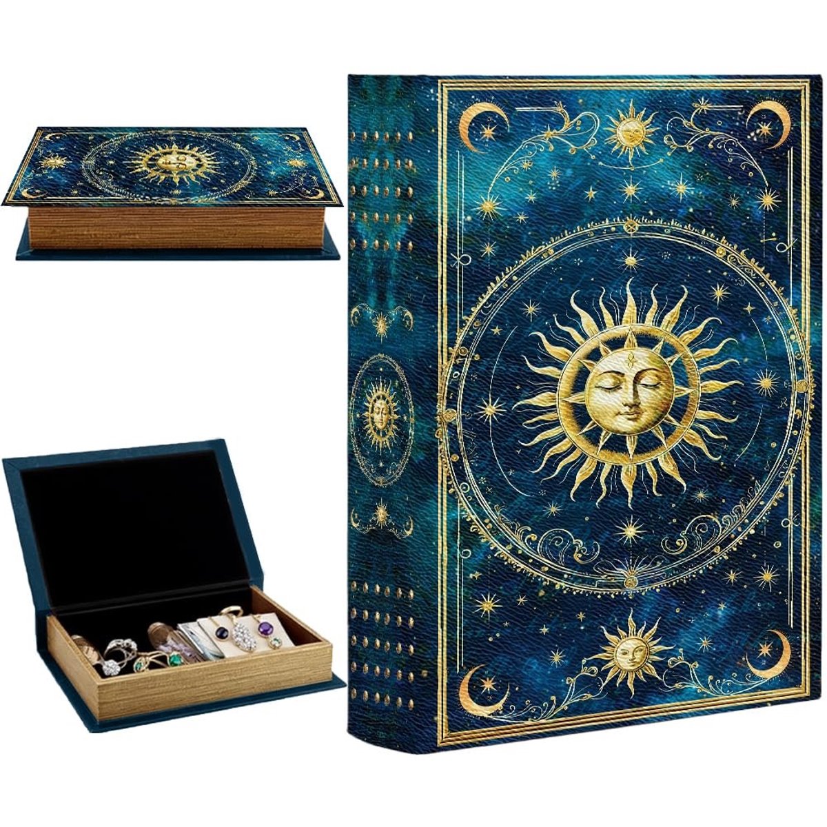 Omgoods - Vintage Boek Sierbox voor Sieraden en Herinneringen, 23 x 15 x 5 cm