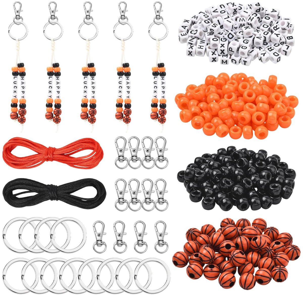 Omgoods - Basketbal Kralen Sleutelhanger Maken Kit met 588 Stuks