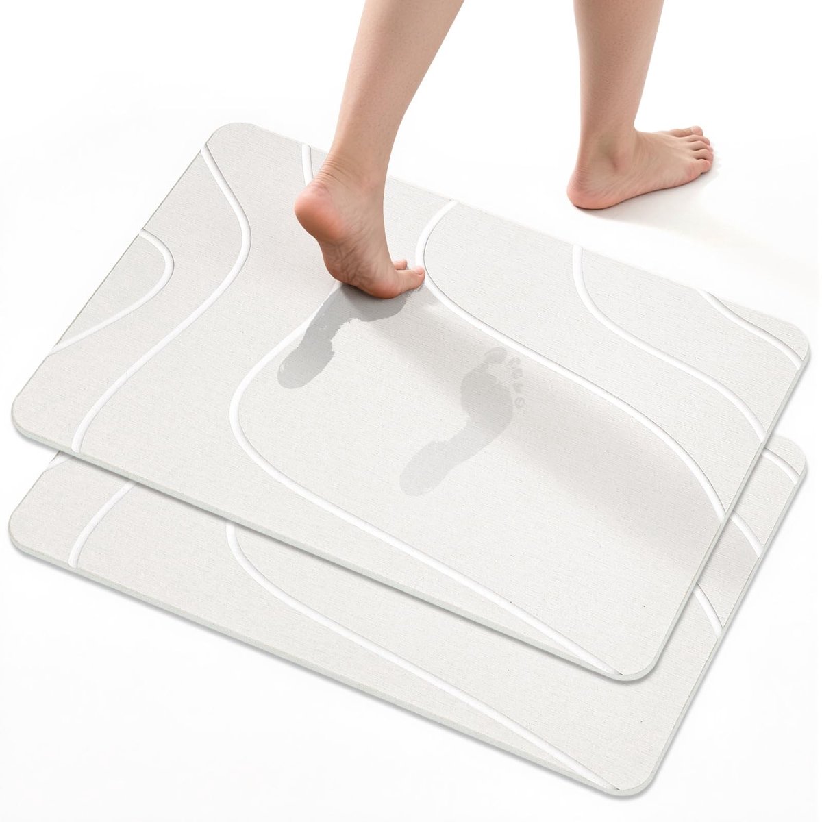 Omgoods - Set van 2 Sneldrogende Badmatten van Diatomeeënaarde, Antislip en Absorberend