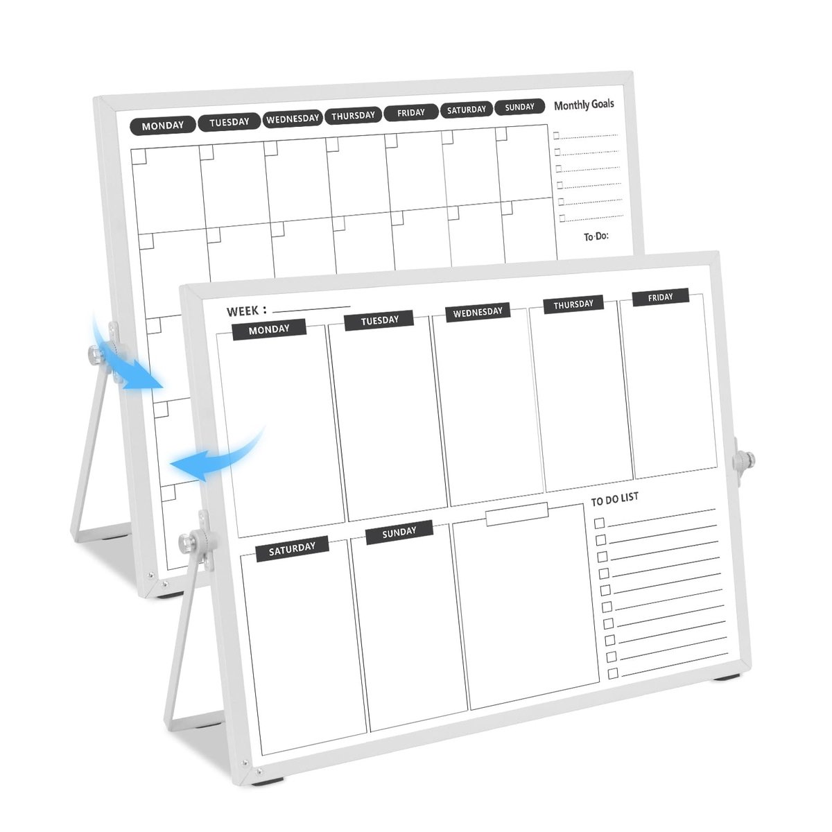 Omgoods - Dubbelzijdige Whiteboard Kalender - Week- en Maandplanner 40 x 30 cm