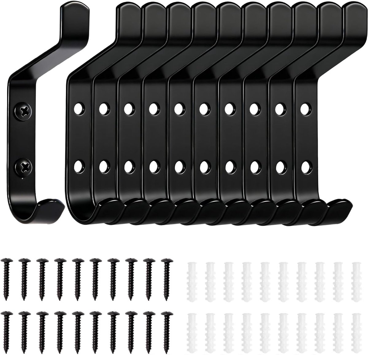 Kledinghaken 10 Stuks - 13 mm Breed - Zwart Staal - Perfect voor Wandmontage - ShopVlot
