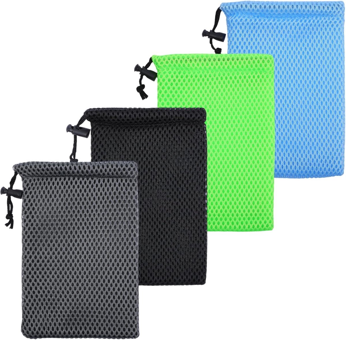 Mesh tasjes 15 x 10 cm - sterke nylon - met trekkoord - ideaal voor mini spullen - ShopVlot