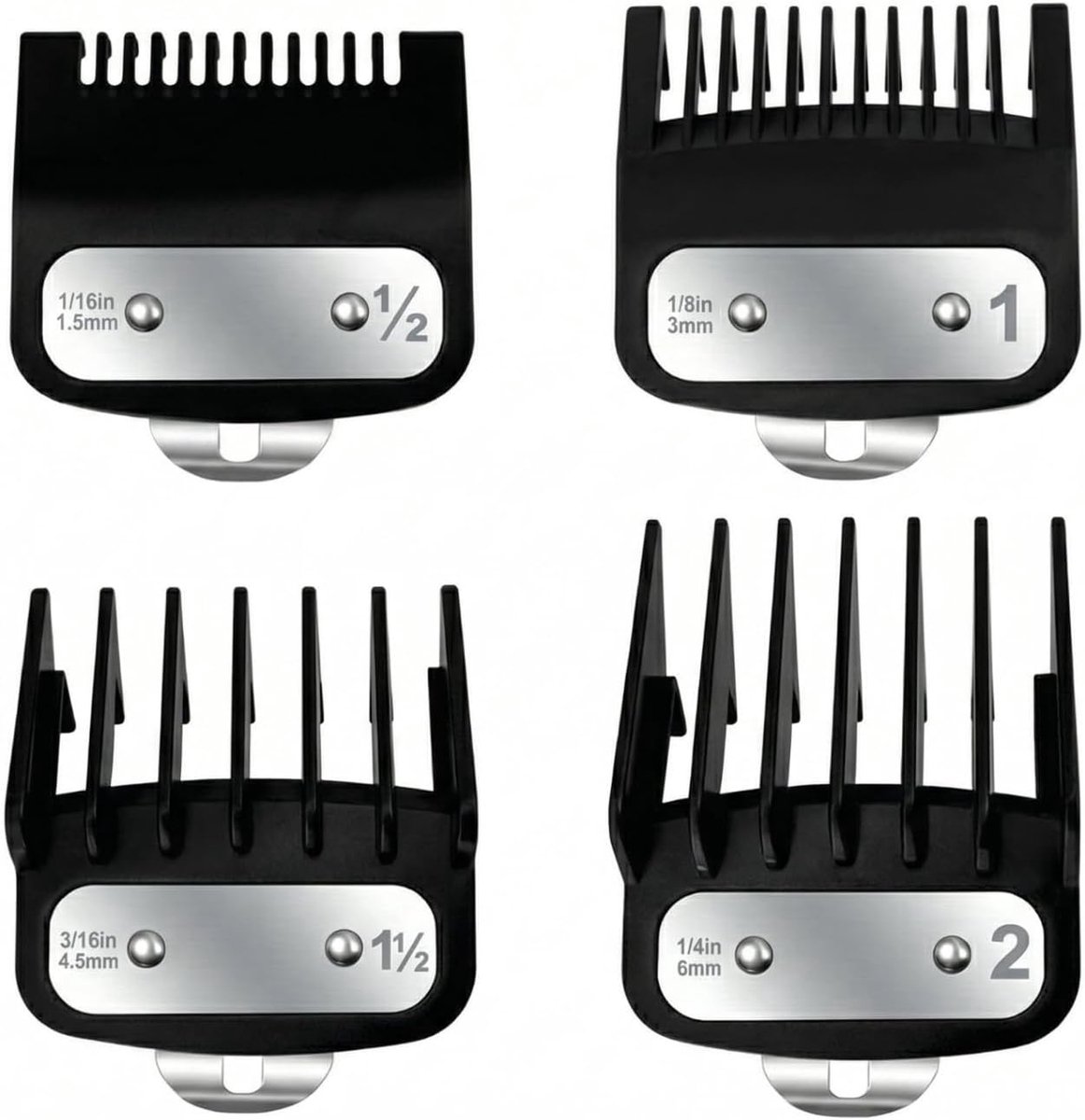 SnelShoppen - Set van 4 Plastic Accessoires voor Haarclippers - Clipper Attachment Combs - Beard Trimming - Professionele Haarstyling - 1.5mm, 3mm, 4.