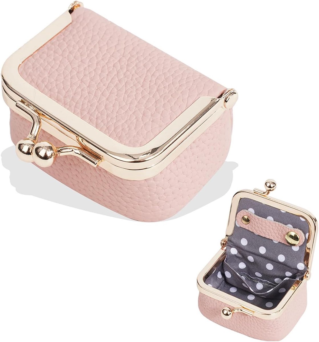 SnelShoppen - Mini Juwelen Doosje Echte Leer Draagbare Reis Juwelen Organizer voor Oorbellen, Ringen, Kettingen, Armbanden (Roze)