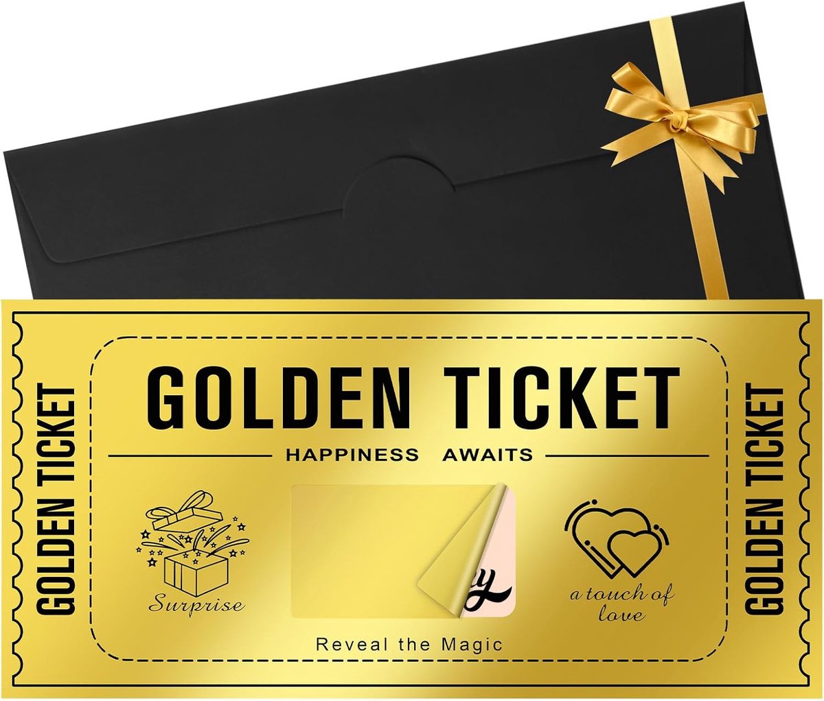 SnelShoppen - Gold Ticket Scratch Card maken - Hoogwaardige kraslot kaart met enveloppen - Cadeau voor moed, vriendin, verjaardag, Valentijnsdag, reiz