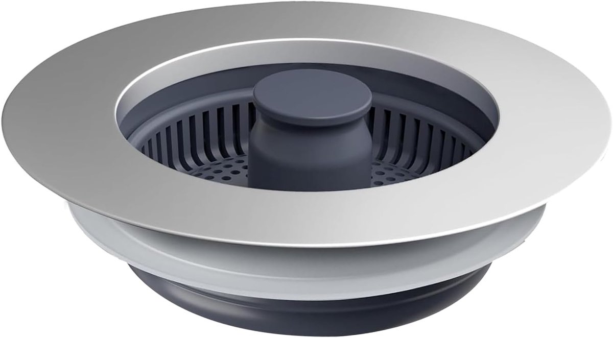 Afvoerplug 3-in-1 - RVS - Clog-vrij afvoersysteem - Ideaal voor keuken - ShopVlot