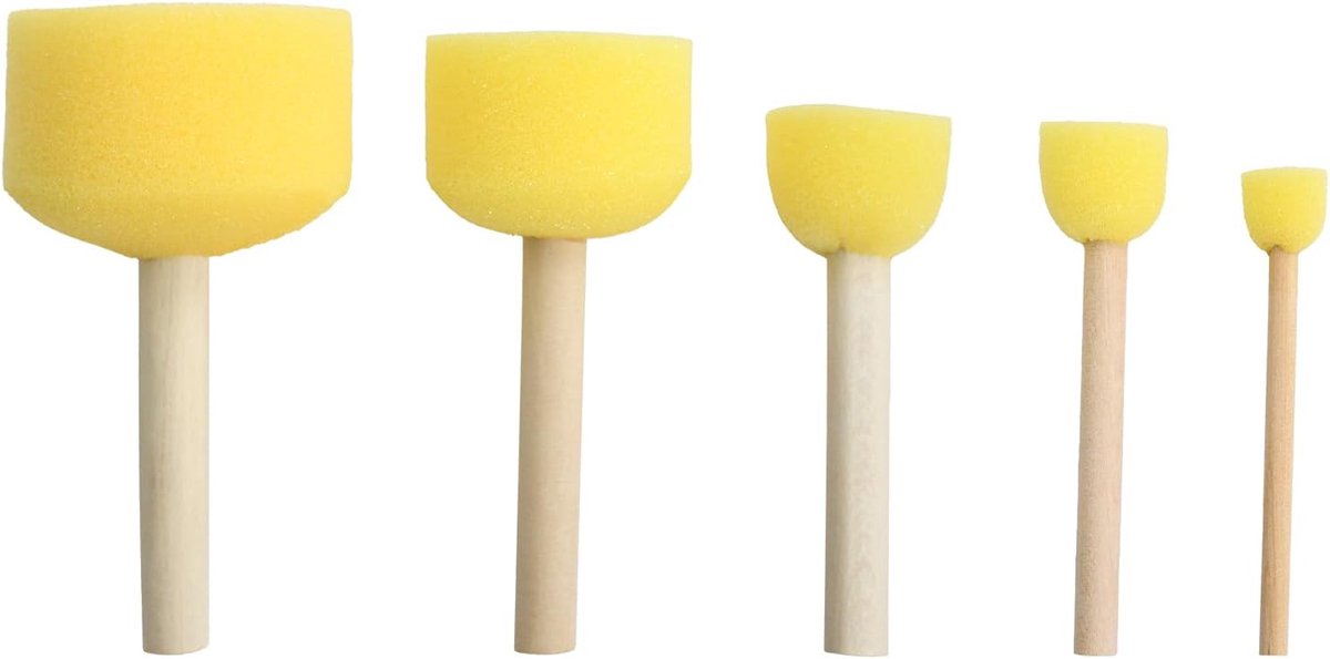 Sponskwasten set 5 stuks - Rond 1,5-5 cm - Ergonomisch handvat - Ideaal voor precisiewerk - ShopVlot