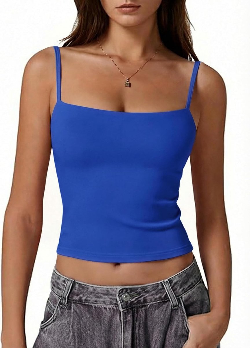Tanktop voor dames, katoen, elastisch, effen, zonder vulling, zonder cups, onderhemd voor dames, zomer, ademend, casual, dagelijks, top voor dames, zomer, slim fit