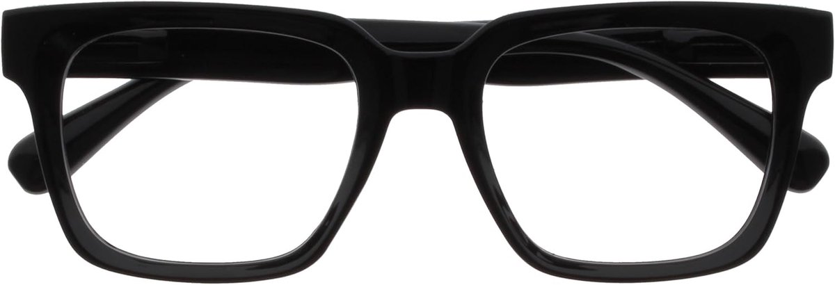 ERA Blauwlichtfilter Leesbril Dames/Heren - Ontspiegeld - UV400 - groot rechthoekig montuur - computerbril gaming - Zwart - +2.00