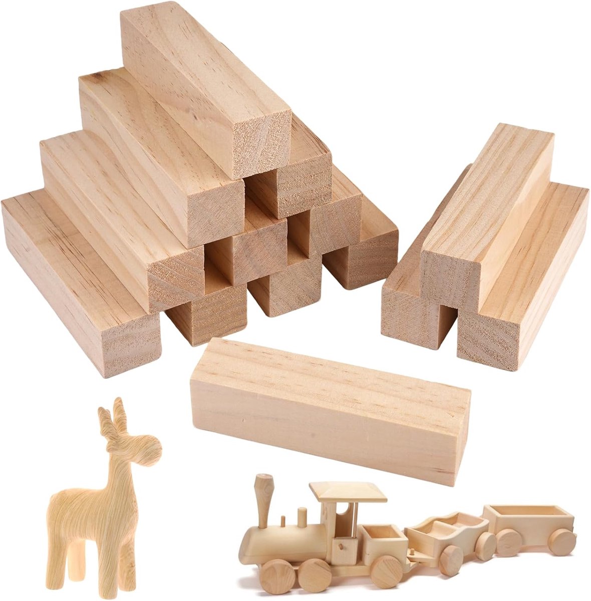 14 stuks houtsnijhout, lindehout, 10 x 2,5 x 2,5 cm lindehout om te snijden | houten blokken voor knutselen, blanco bashouten latten, houten blokken om te snijden voor handwerk, knutselen, modelbouw