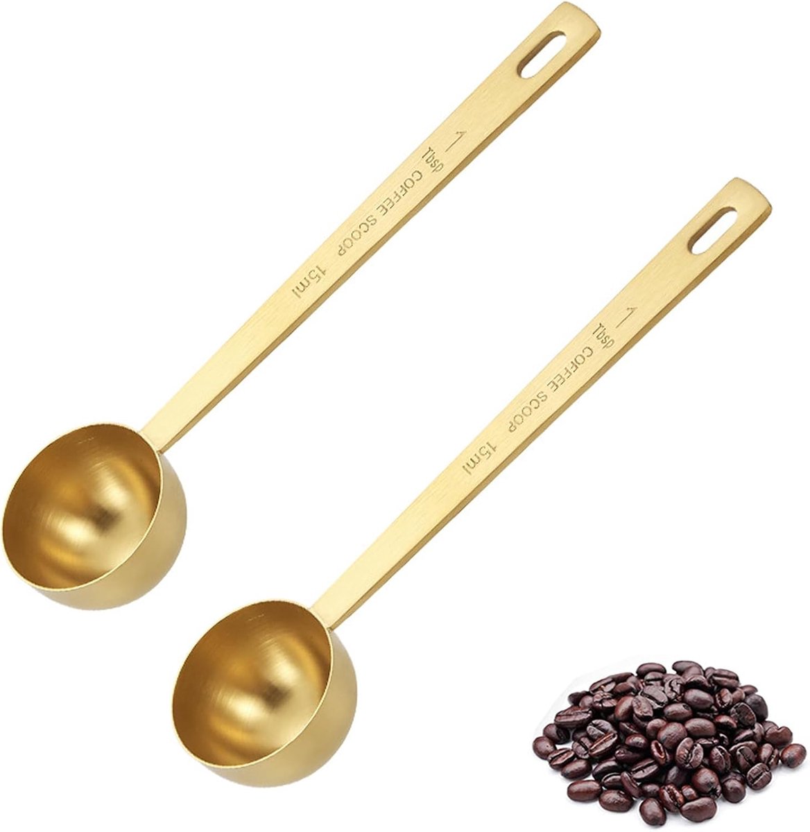 2 stuks 1 eetlepel koffieschep, 15 ml roestvrijstalen