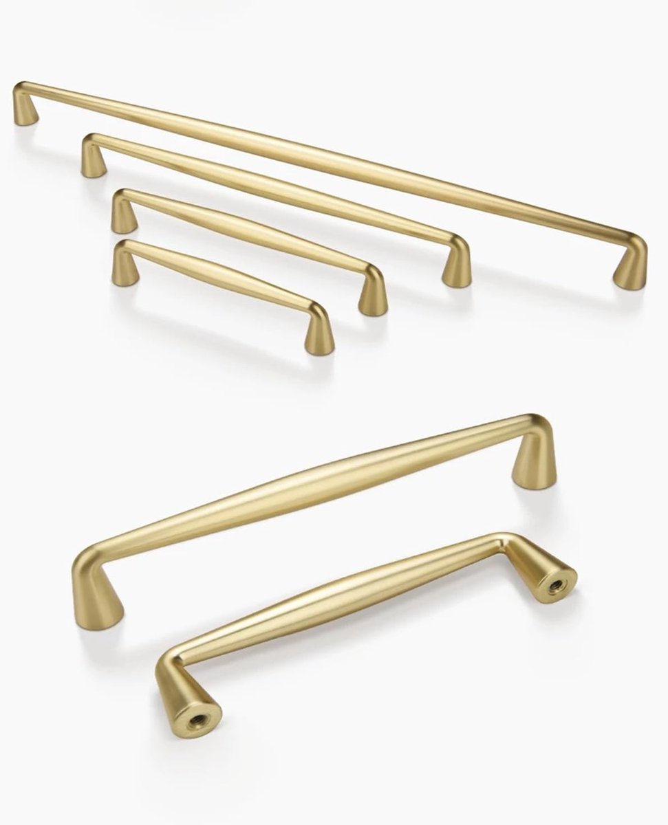 Set van 6 vintage gouden keukenkasthandgrepen - kasthandgrepen, gatafstand 128 mm