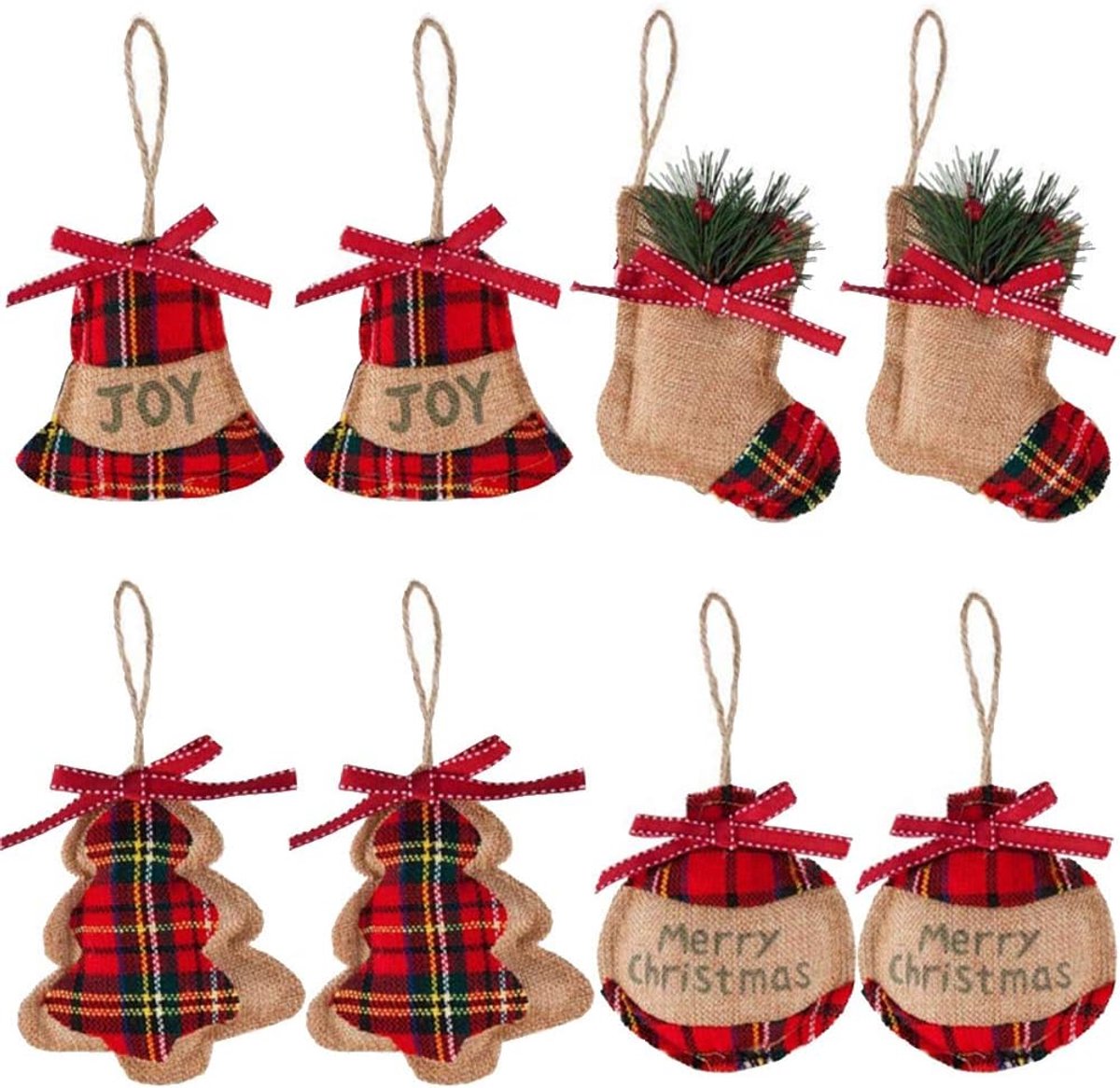 Kerstboomhangers 8 kerstboomversieringen decoratieve hangers van vilt