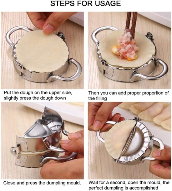 Dumpling Maker Rvs Dumpling Deeg Press Dumpling Tool voor Dumpling Pie Ravioli Gyoza Empanada (L) — afbeelding 3