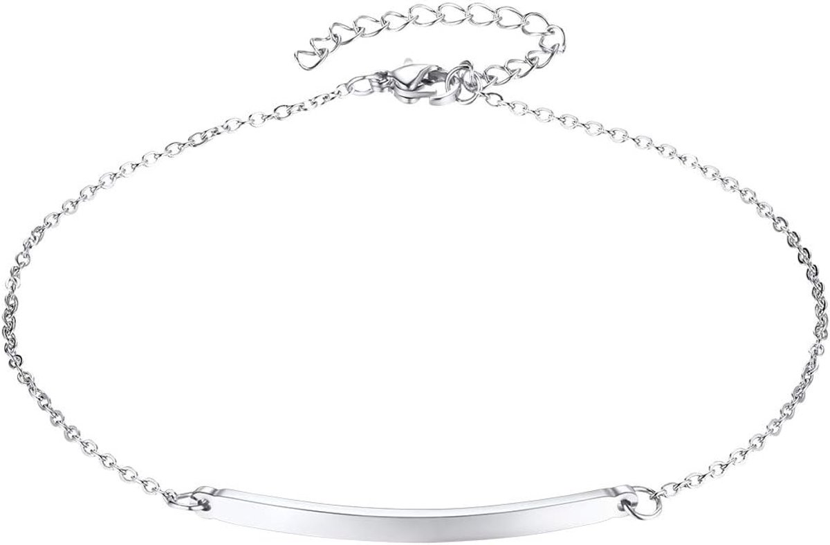 Naamplaatje Enkelband, 18k Verguld Roestvrij Staal / 925 Zilver Naamplaatje Enkelband, Verstelbaar 8,7 '' - 10,6 '' (22 Cm-27 Cm) Ketting Enkelband, Geperosoniseerd Gegraveerd Op Maat Gemaakte Enkelbanden Voor Vrouwen