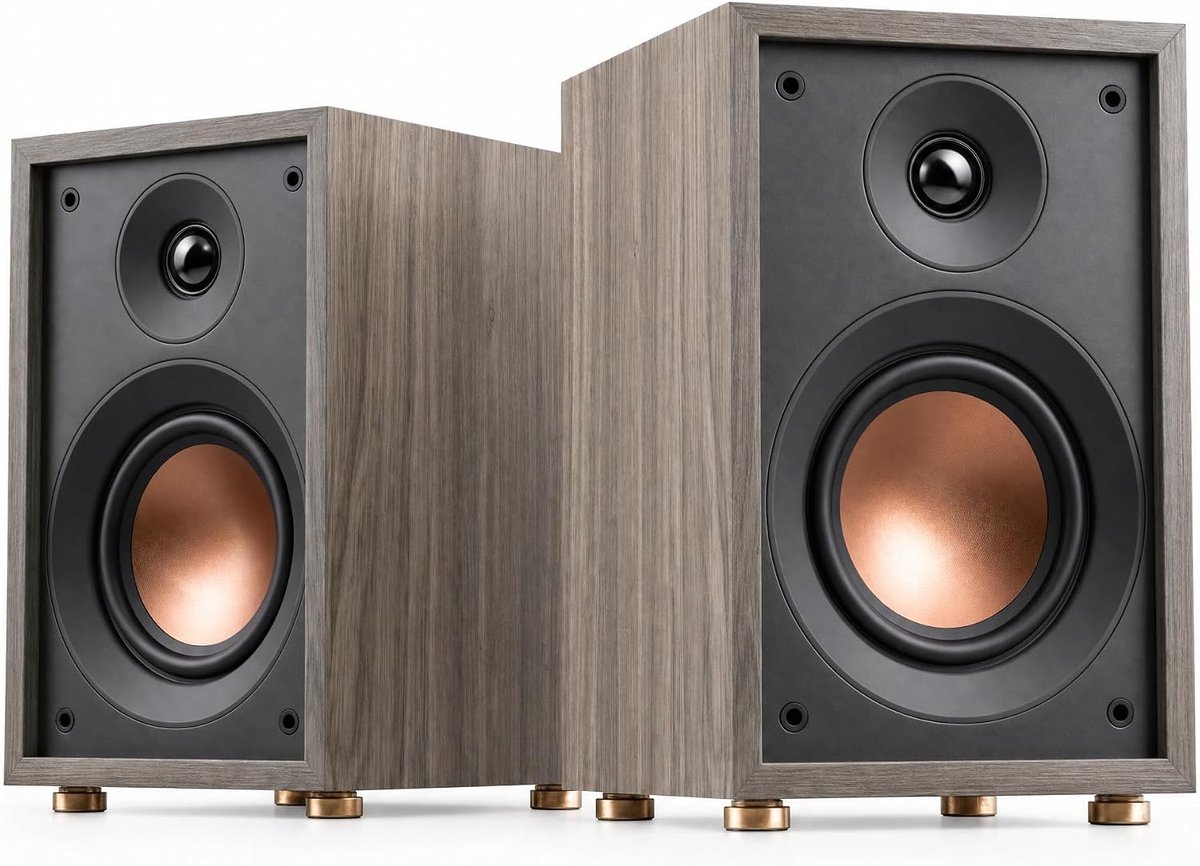 Oasis Passieve Boekenplankluidspreker, 2-Weg Basreflex HiFi-Speaker met 4-Inch Woofer en 20 mm Dome-Tweeter, 60 Hz-20 kHz, 4 Ohm, 10-50 W, Compact voor Muziek en Films