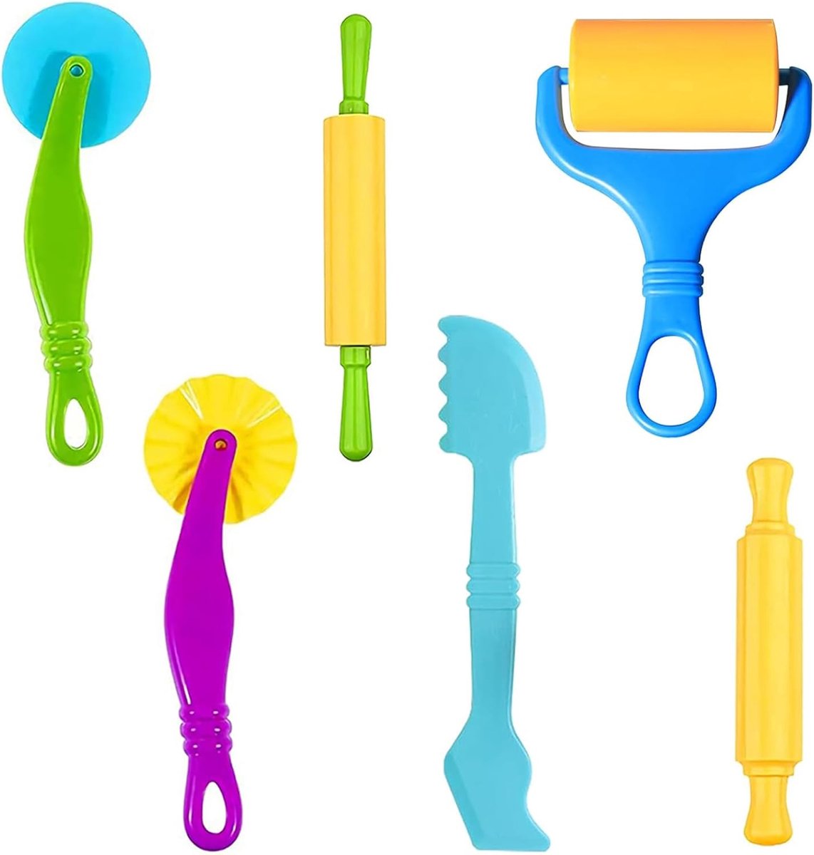 6 stuks kleiaccessoires voor kinderen, plasticine gereedschap, kneedgereedschap, kneedaccessoires, kneedset, kneedspeelgoed, kneedspeelgoed, kneedaccessoires vanaf 2 jaar, educatief speelgoed,