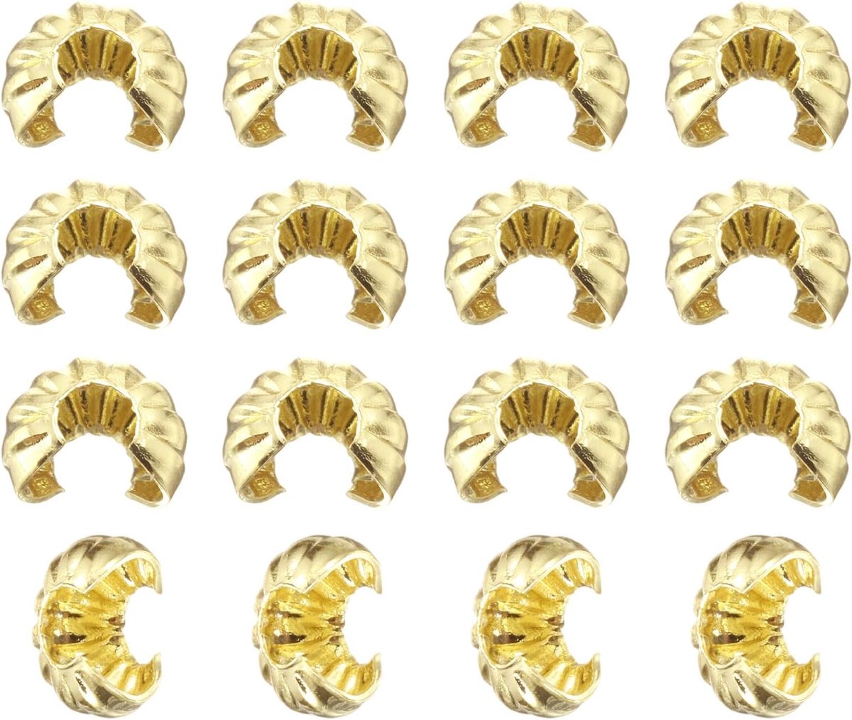 100 stuks krimpkralafdekkingen, 4 mm, halfrond, open krimpkralen