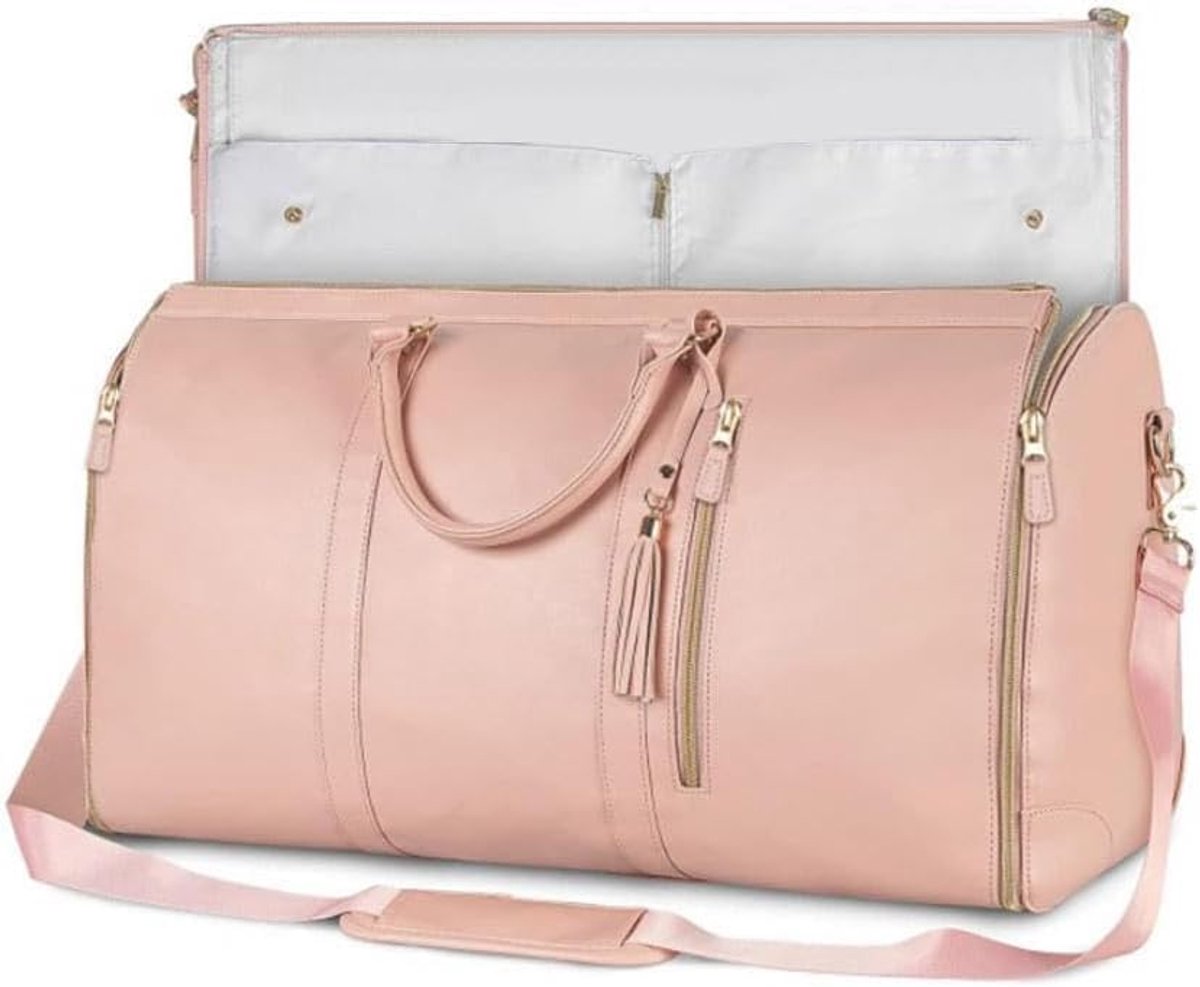 SnelShoppen - Multifunctionele Reistas Vrouwen Grote Capaciteit Draagbare Luggage Bag PU Vouwbare Opbergtas