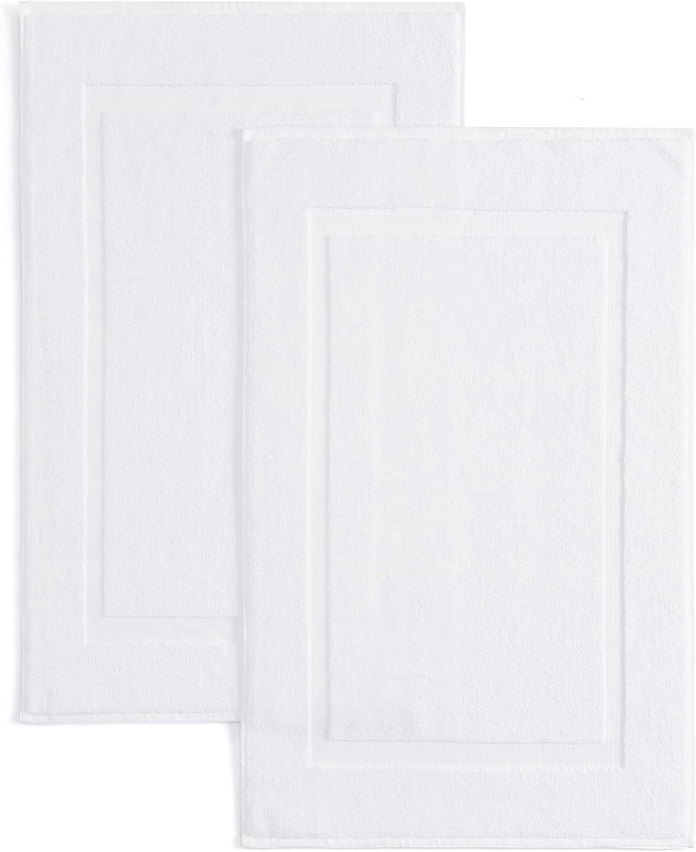 Living 32814 Katoenen ringgesponnen gestreepte badmatten luxe hotelstijl zeer absorberende douche badkamer vloer badmat, 2-delig, wit