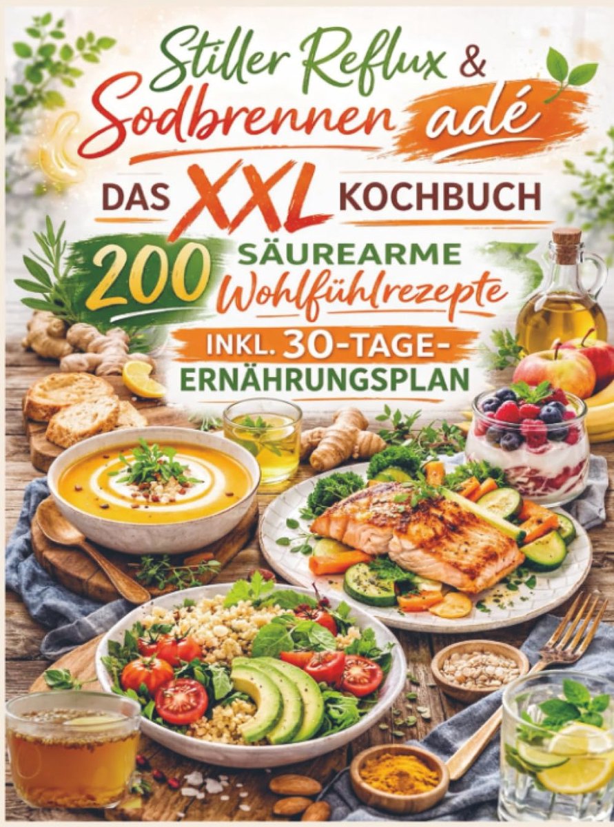 Reflux & Sodbrennen adé: Das XXL Kochbuch – 200 säurearme Wohlfühlrezepte inkl. 30-Tage-Ernährungsplan