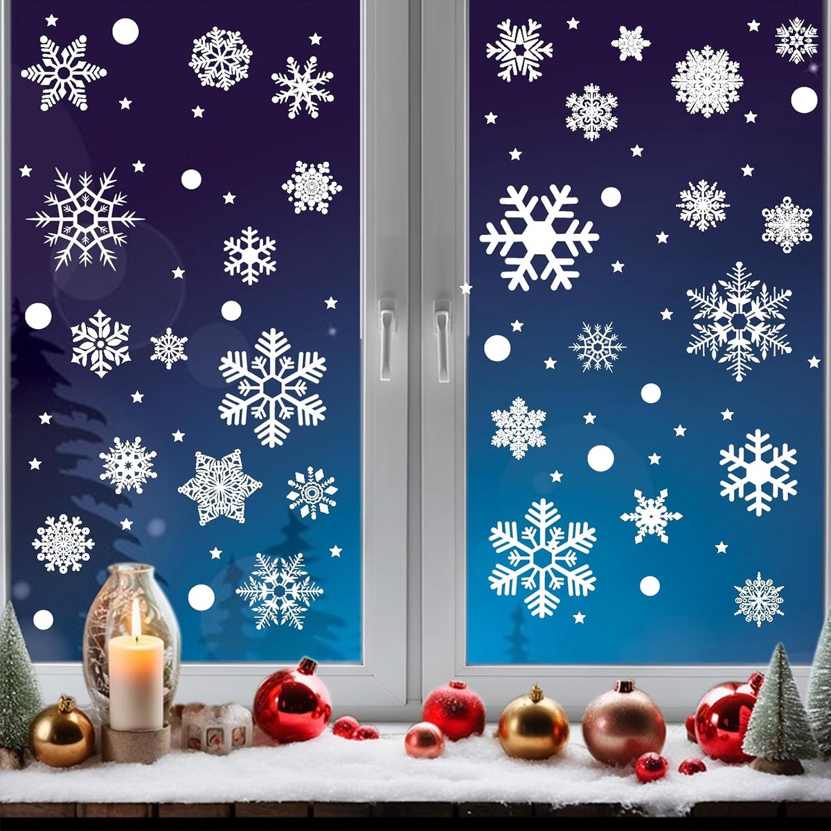 winter venster foto's kerst sneeuwvlokken grote venster foto's Kerstmis kinderen