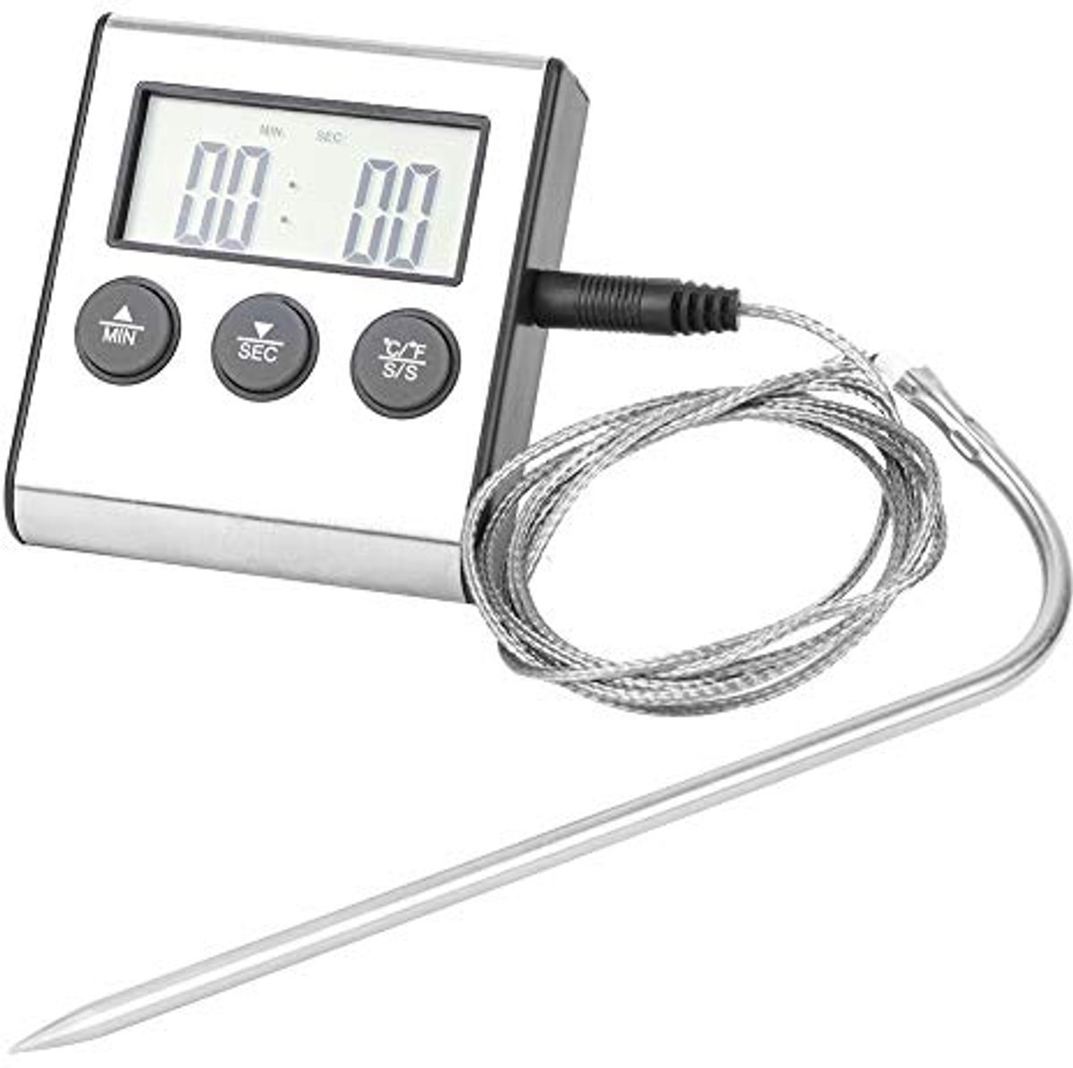 thermometer, multifunctionele vleesthermometer Kookthermometer met achtergrondverlichting LCD voor het grillen van kookvoedsel BBQ of snoep