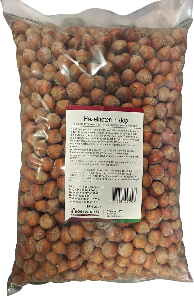 SnelShoppen - Hele Hazelaarsnootjes in Dop - Voer voor Eekhoorns en Papegaaien - 5 kg - Natuurlijke Voeding voor Tuin en Natuur