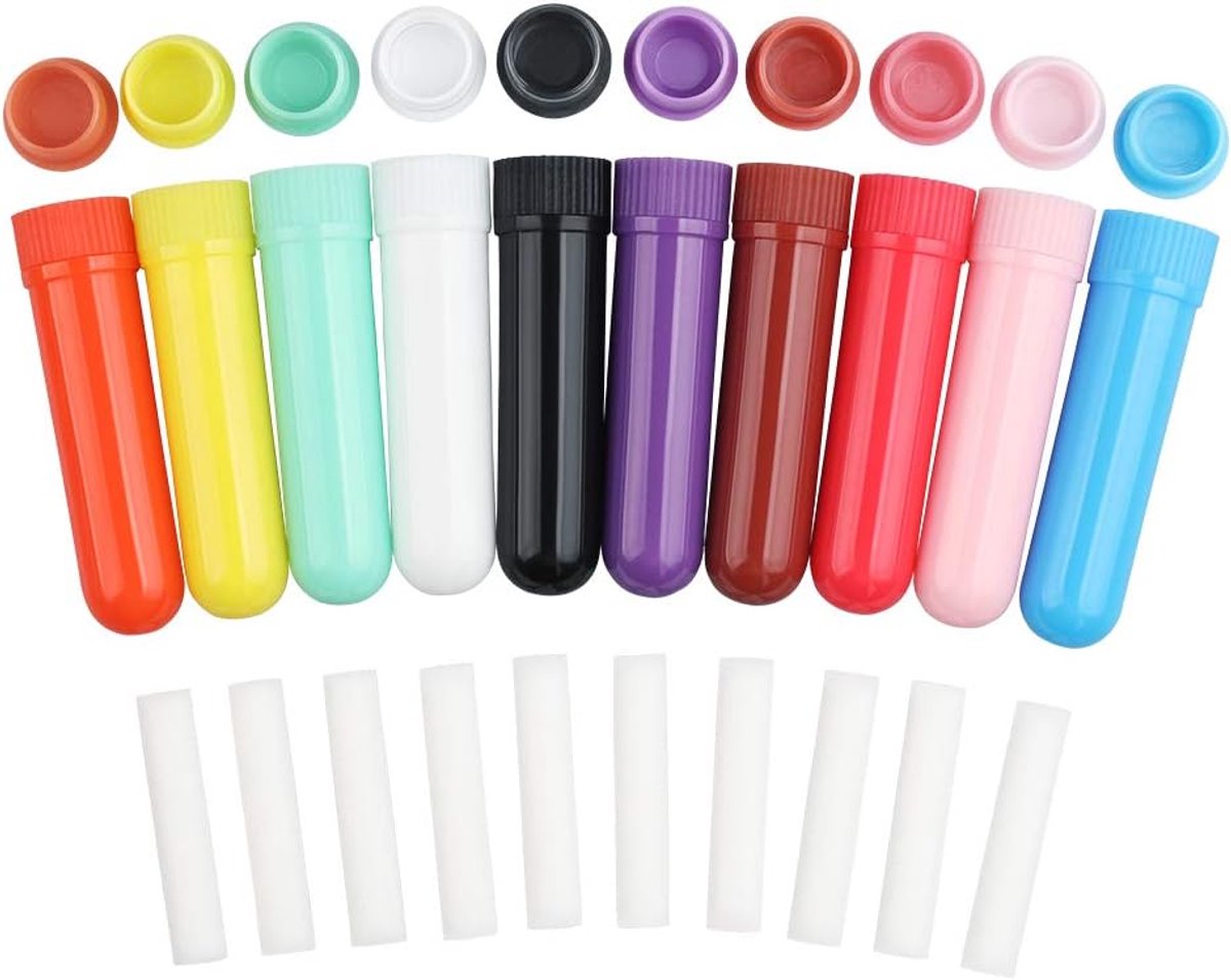 30 Stks Etherische Olie Inhalator Buizen met 30 Stuks Katoenen Wieken