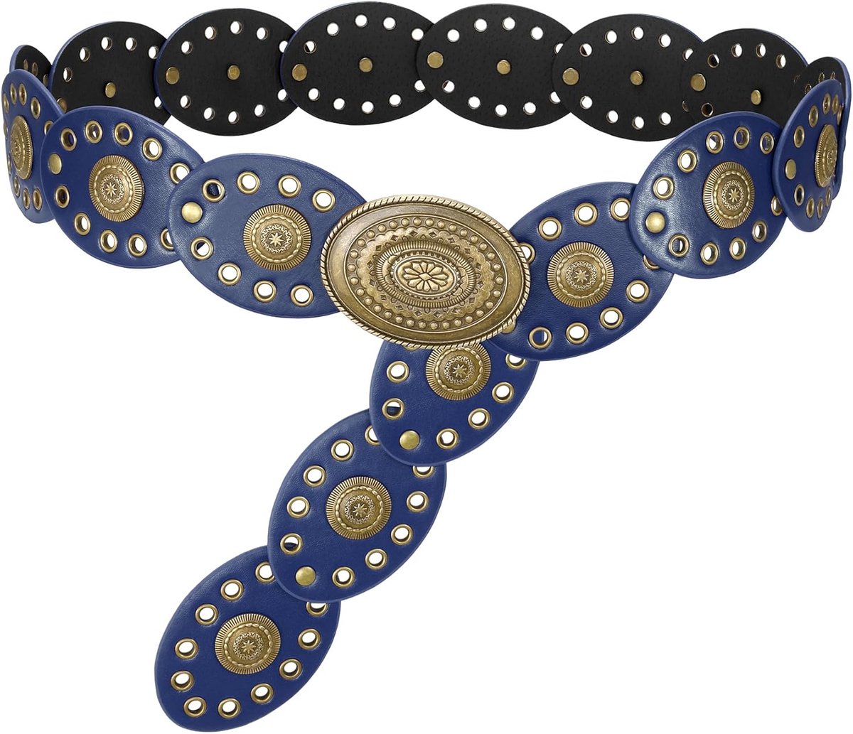 Concho riem voor dames, brede boho-westernriem, boho-tailleriem voor jurken, rokken en jeans