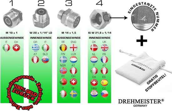 Gas adapter set voor gasfles aansluiting - compleet voor Europese verbindingen - verbind Duitse KLF apparaten - ShopVlot — afbeelding 2