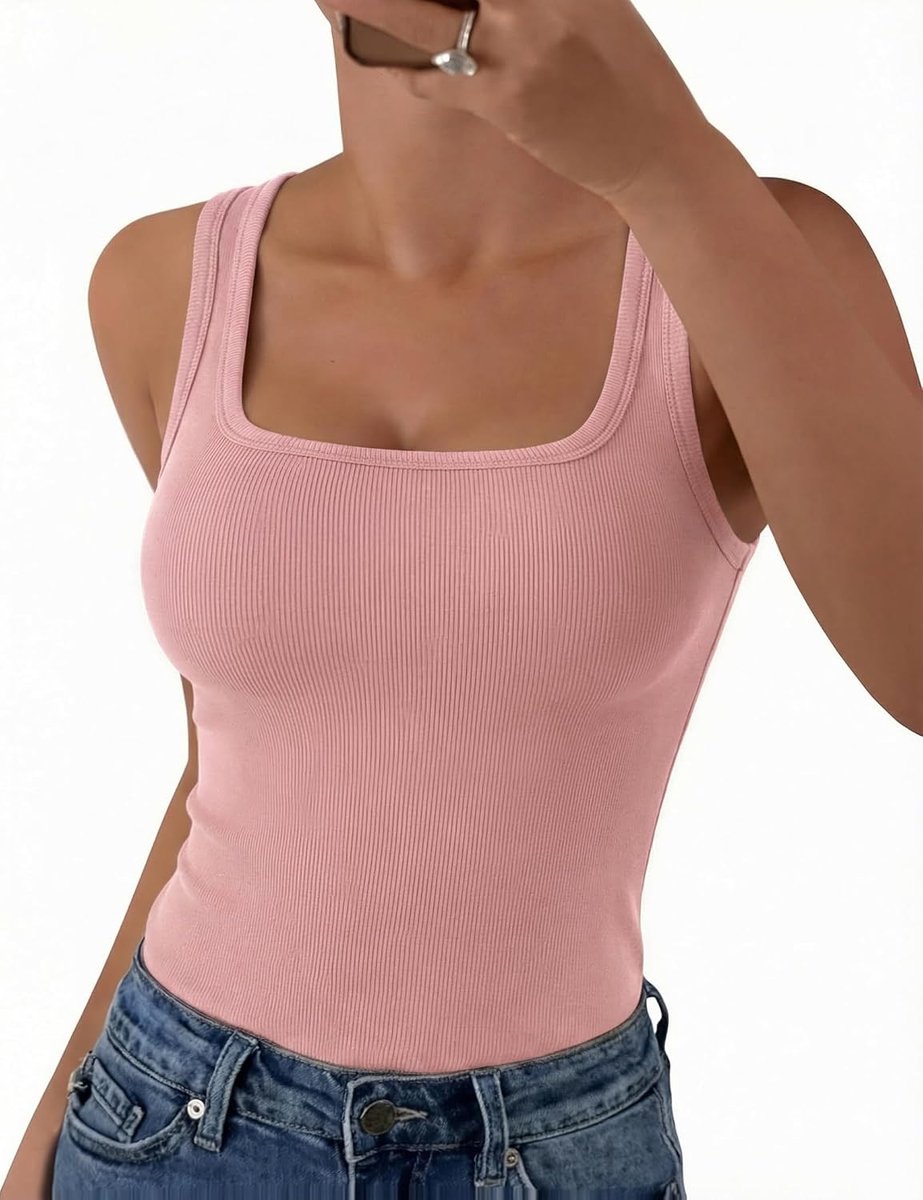 Vrouwen Tank Top Zomer Mouwloos Vest Tops UK Dames Vierkante Hals Hemdje Shirts Geribbeld Getailleerd Effen Casual Basic Cami Ondershirt