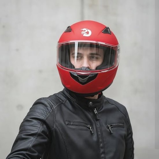 DAWNRISE Integraalhelm met dubbel vizier ECE 22.06 - Robijnrood - Maat XXL