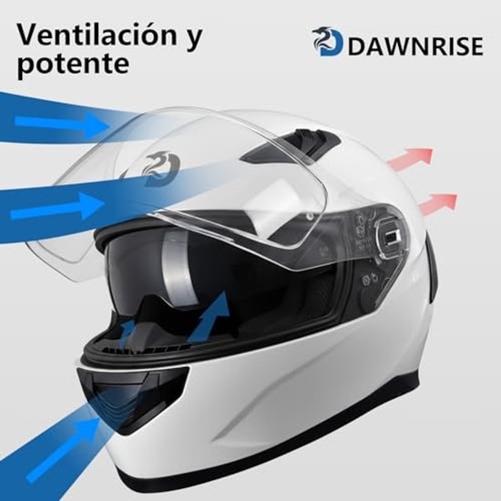 DAWNRISE Integraalhelm met dubbel vizier ECE 22.06 - Wit - Maat L