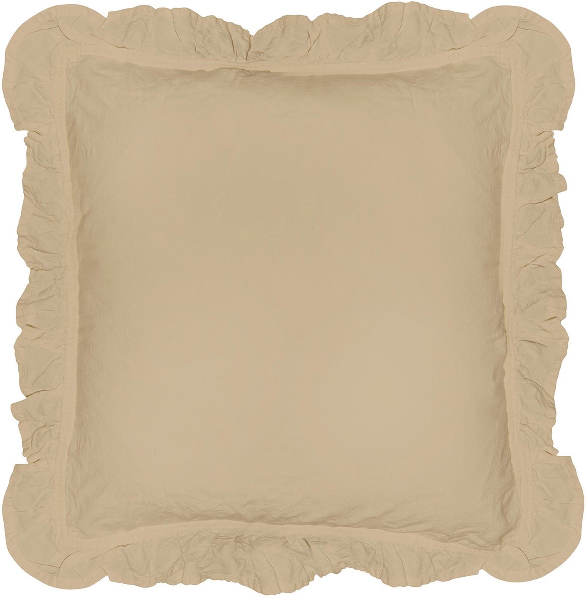 Darymex Sierkussenhoezen met Volant 40x40 cm - Crème / Ecru - Set van 2 - 100% Katoen (123 g/m²) - Met Ruffles / Roesjes - Hoteloverslag - ECO Verpakking - Hypoallergeen
