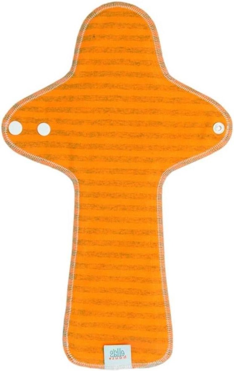 Wasbare Inlegkruisjes - Menstruatiepads Herbruikbaar - Intieme Hygiëne - Biologisch Katoen - 32 cm Lengte - Oranje Strepen