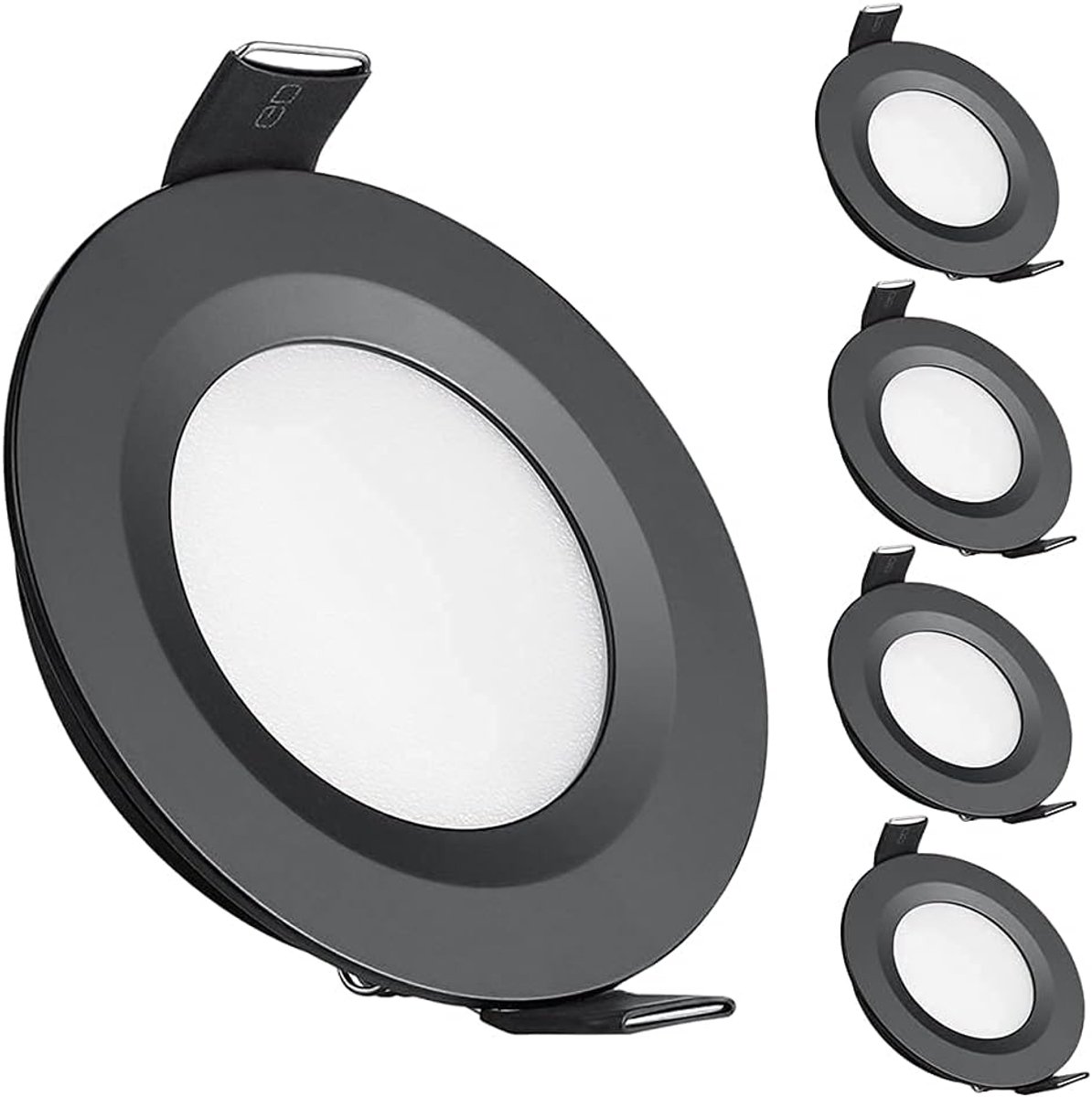 acegoo DC 12V 4 x LED inbouwlamp plafondlamp 3W inbouwspot platte spot downlight voor camper boot caravan keuken badkamer, volledig aluminium 215 lumen, zwart koud wit 6400K