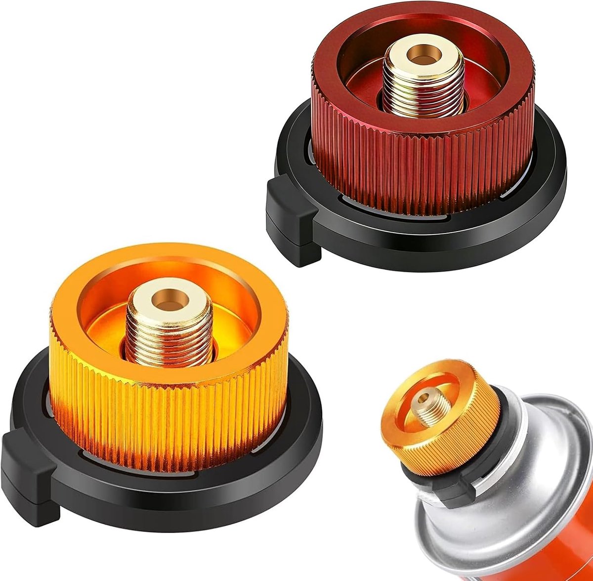 2 stuks gaspatronen-adapterset, universele gasadapter voor campingfornuis en gaspatronen, compacte adapterset voor picknick, outdoor, wandelen en reizen